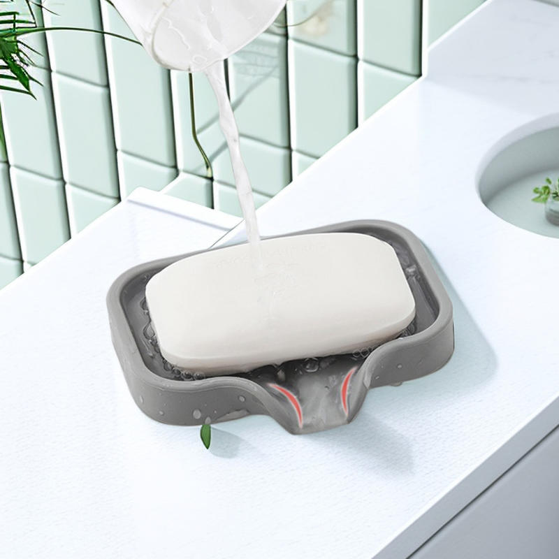 Confezione da 1 portasapone in silicone con scarico, cucina, bagno, vassoio antiscivolo per lavello, creativo, vassoio per sapone da tavolo per lavaggio, scolapiatti senza fori