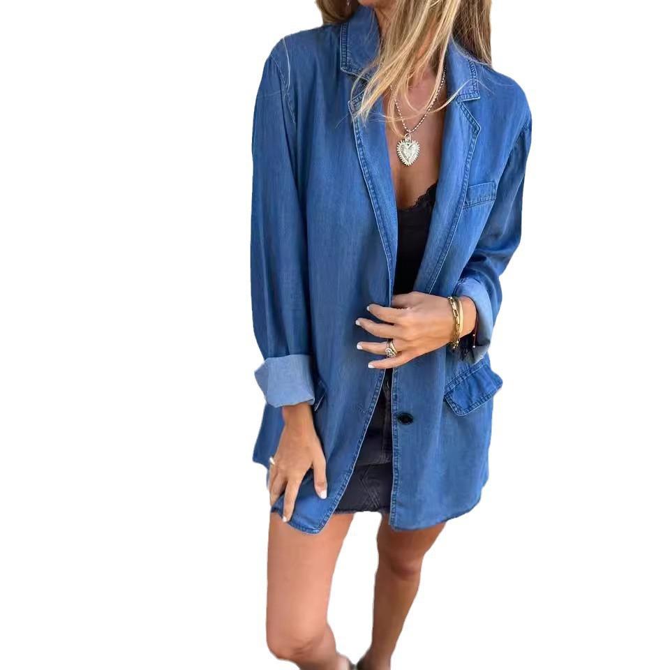 Casual Loose Collar Suit Collar Denim Jacket
