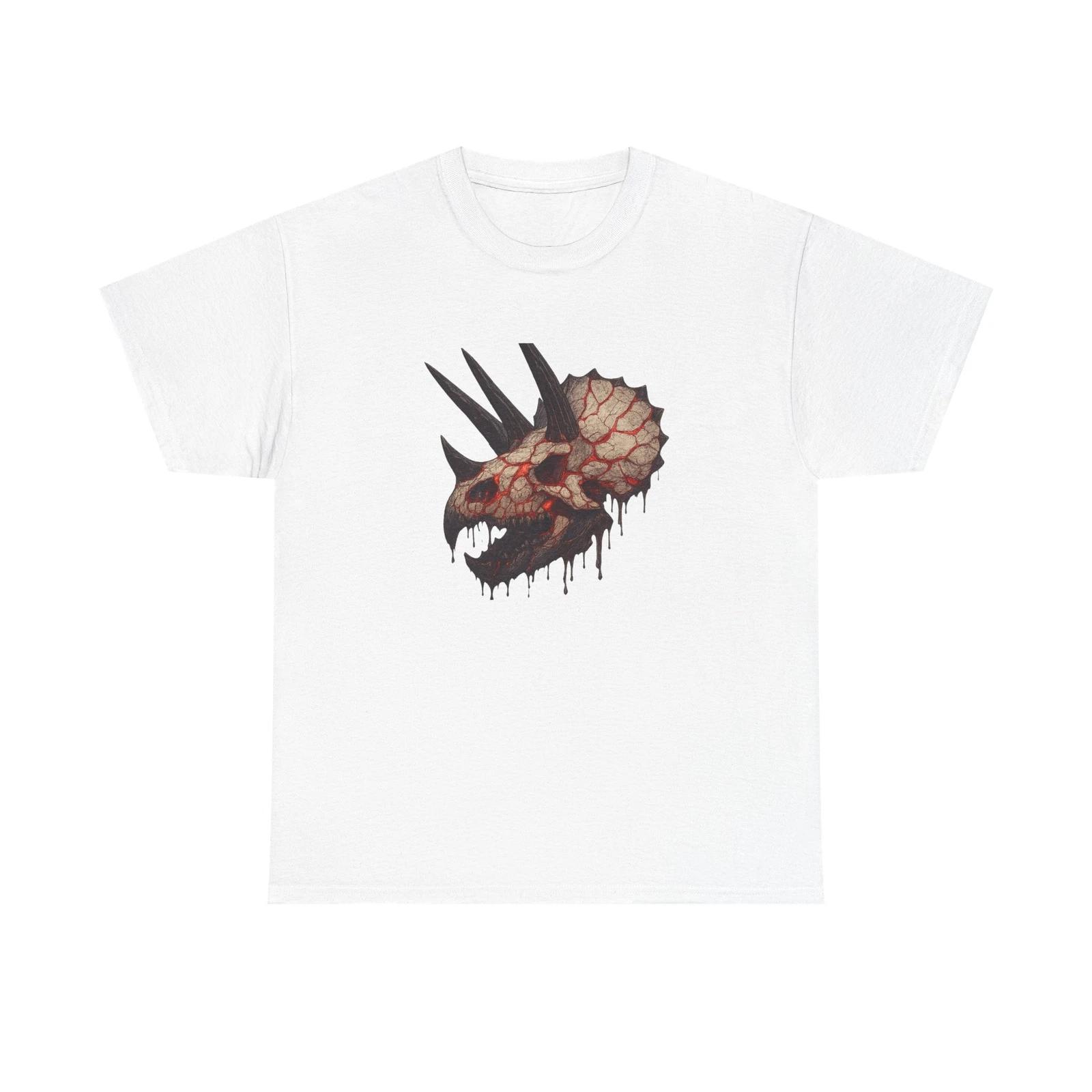Unisex Adult T Shirt Demon Triceratops Horror Art Dinosaur Skull 4XL