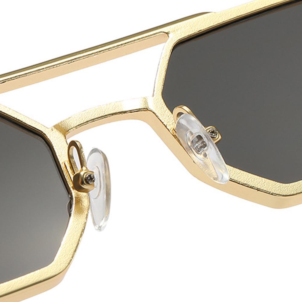 Retro Metal Polygon Sunglasses Punk UV400 Double Bridge Sun Glasses Street Wear Eyewear