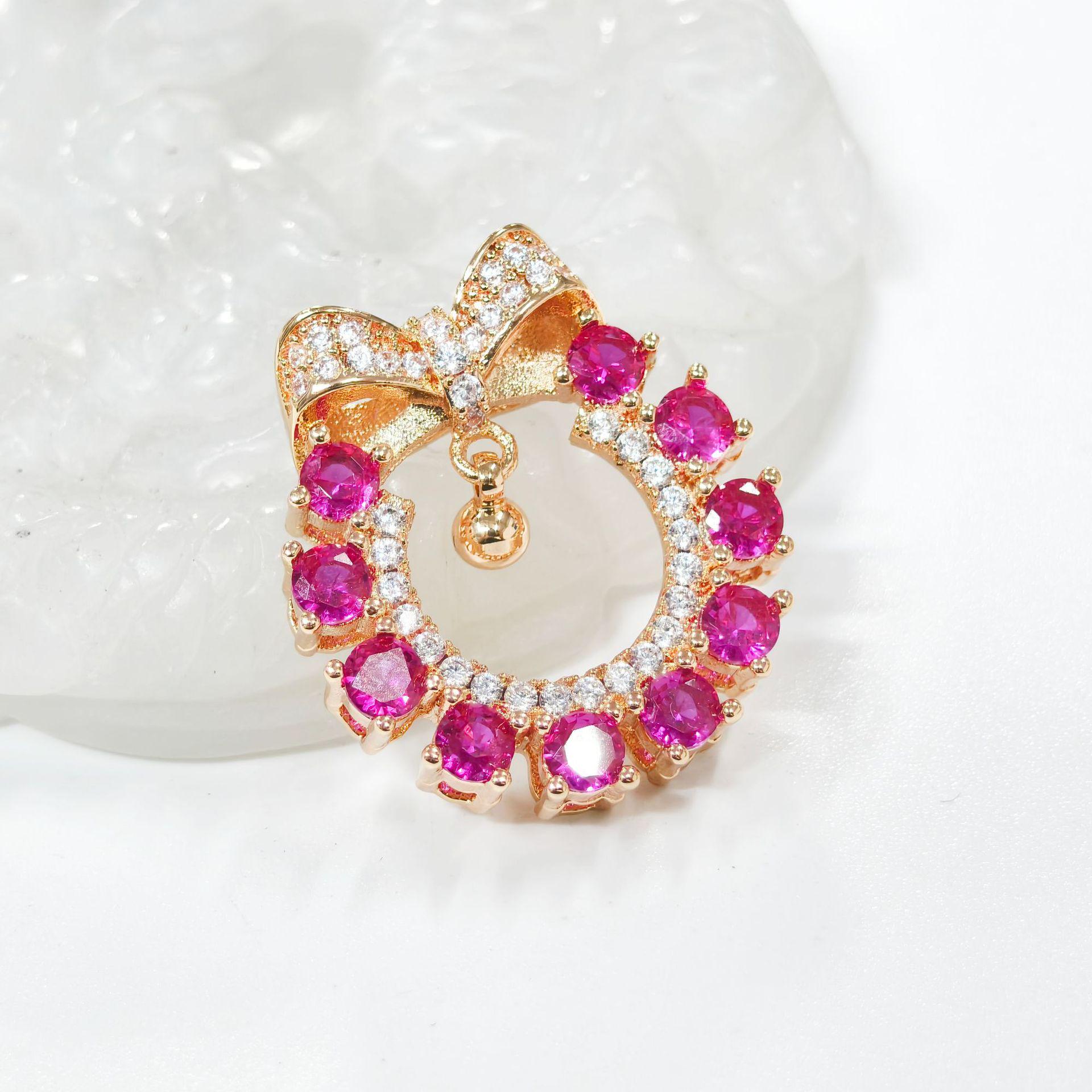 Gesi En New Bow Christmas Flower Princess Pendant with Colorful Zircon