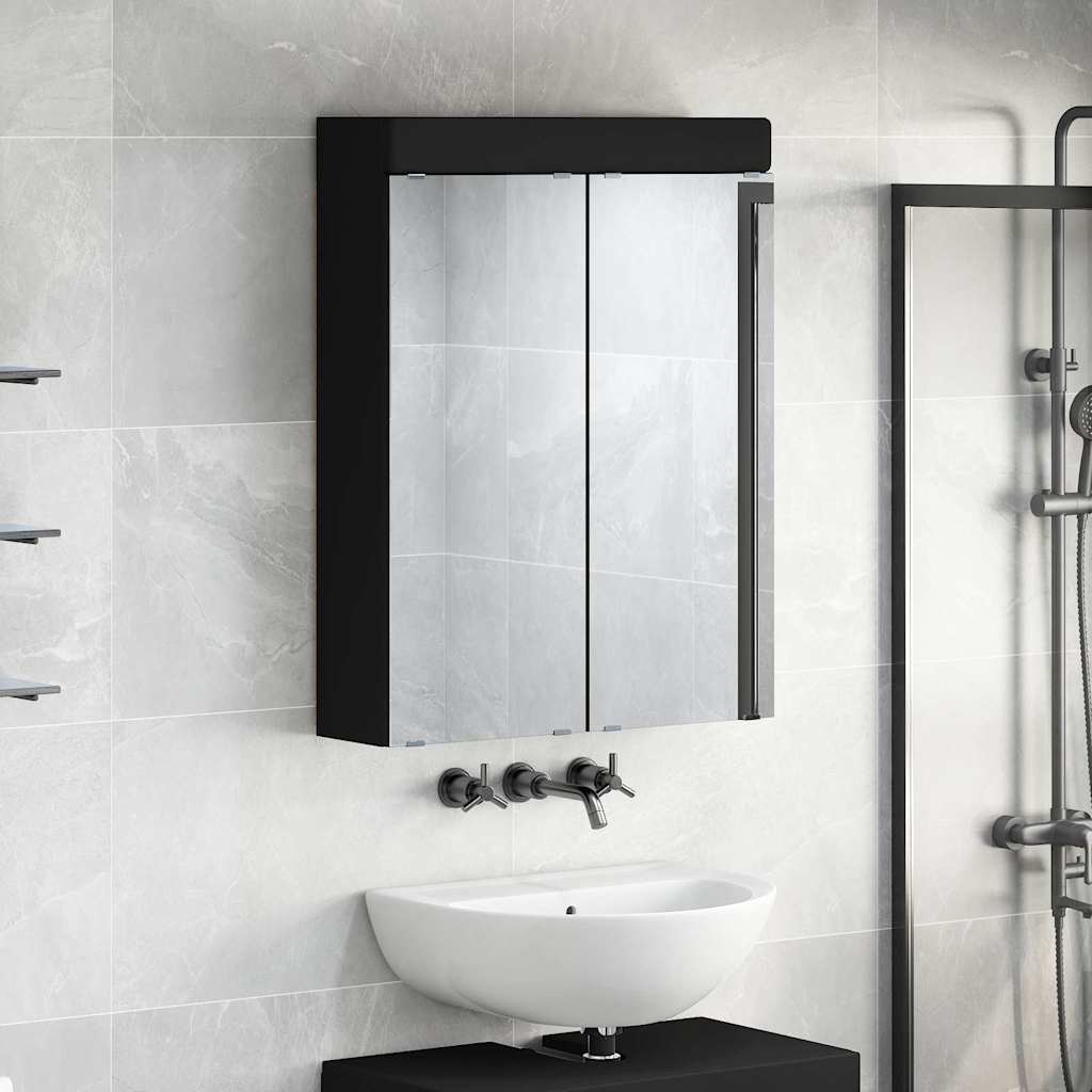 Bathroom Mirror Cabinet TULUM Black 60 X 16.5 X 78 Cm