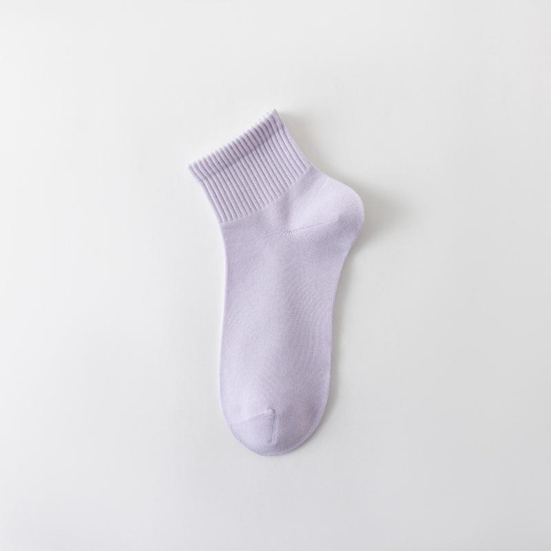 

Women s Japanese Style Thin Pure Cotton Mid-Calf Socks - Solid Colors for Spring & Autumn One Size Ankle Socks