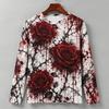 Druk 3D Horror Czerwone Plamy Krwi Wzór Halloweenowa Koszulka z Długim Rękawem Dla Mężczyzn Vintage Halloweenowa Impreza Osobowość OOTD Koszulka Top