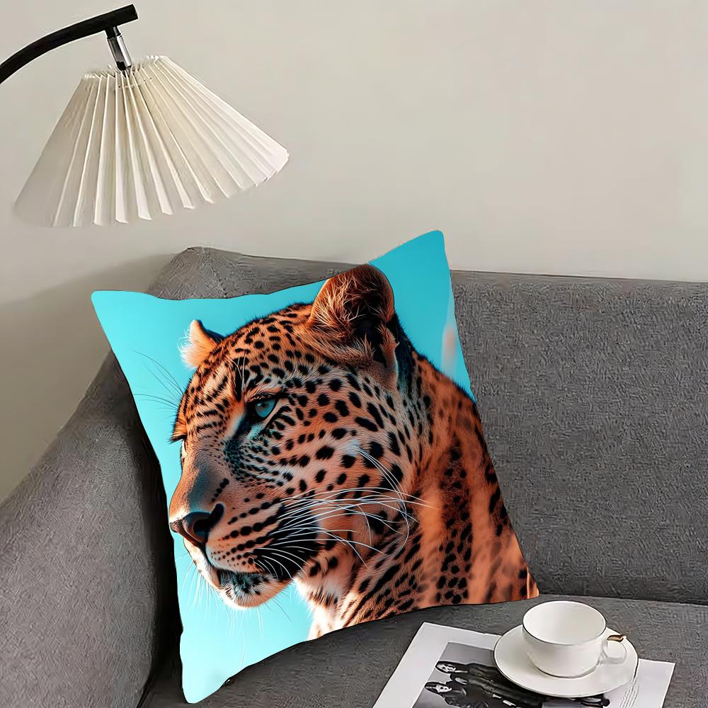 Leopard Cool Cushion Cover Pillowcase Ultra Soft Skin Friendly Fabric Cloud Like Comfort  Concealed Zipper