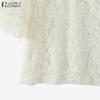 ZANZEA Women Summer Casual Hollow Lace Patchwork Short Sleeve Blouse