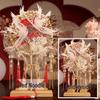 Bride's Joy DIY Handmade Double-Sided Long Handle Wedding Xiuhe Fan - Two-Color Round Face Cover Gift