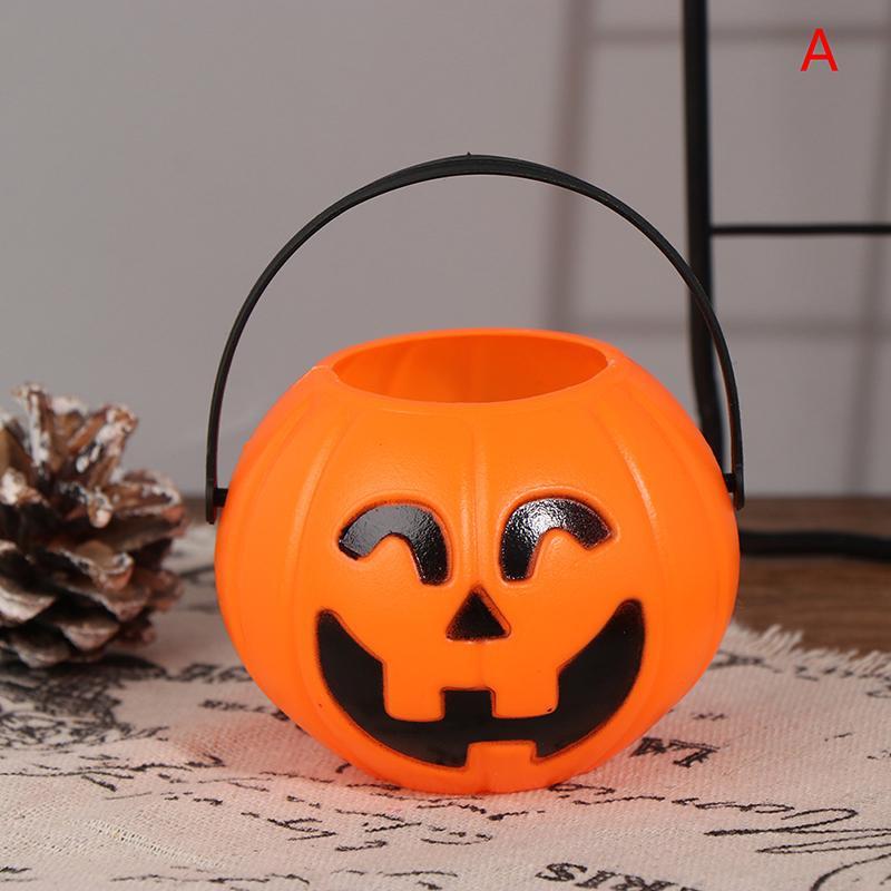 Cute Plastic Pumpkin Bucket Decoration Halloween Decoration Halloween Party Props CDN