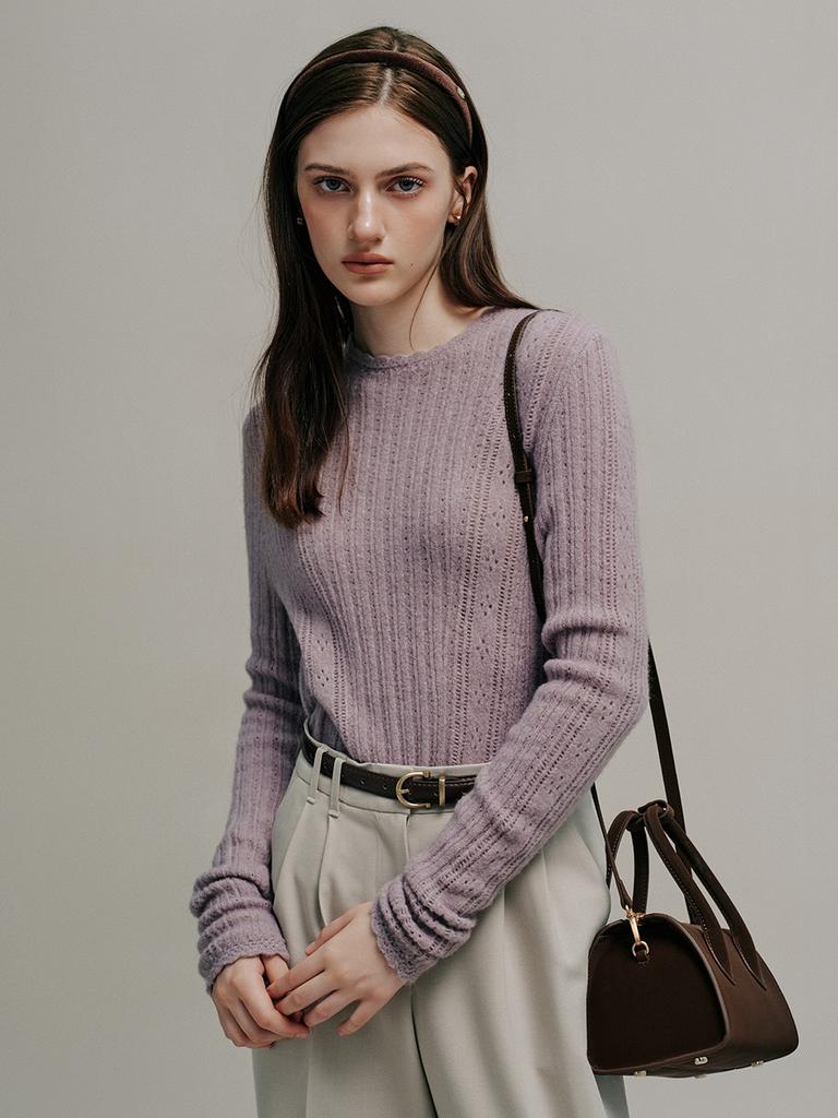 LENINA Beth Woolen Wave Neck Knit_Lavender