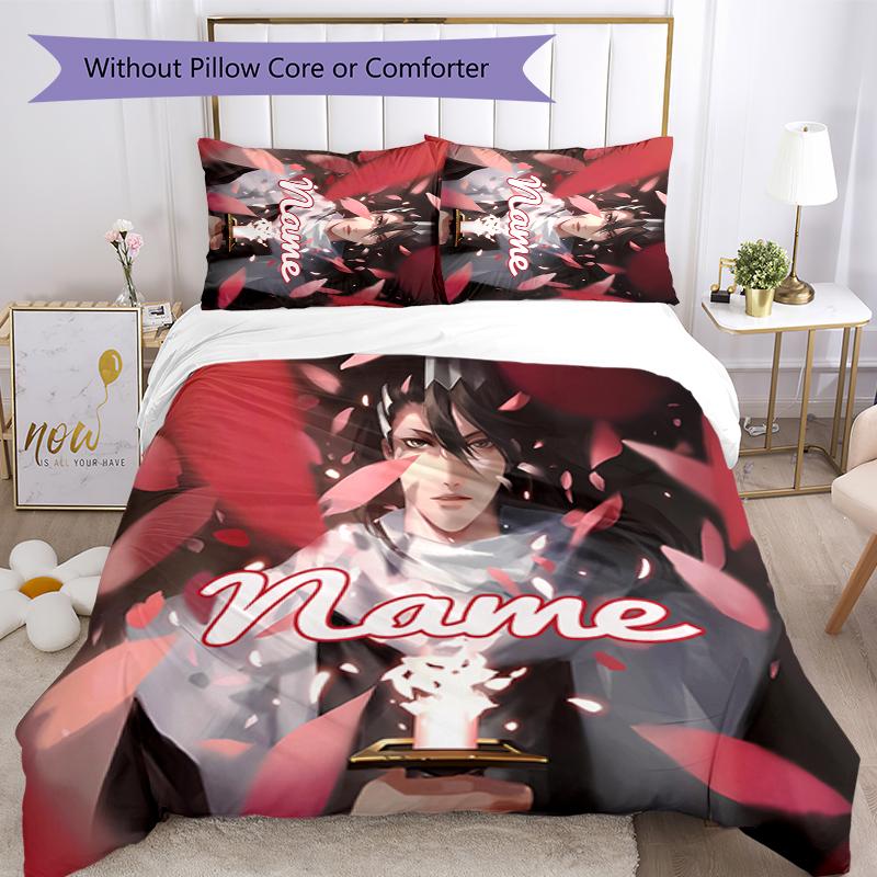 3pcs Custom Name Byakuya Kuchiki Bedding Set Duvet Cover Closure Includes 1 Duvet Cover & 2 Pillowcases for All Seasons Bedroom Decor