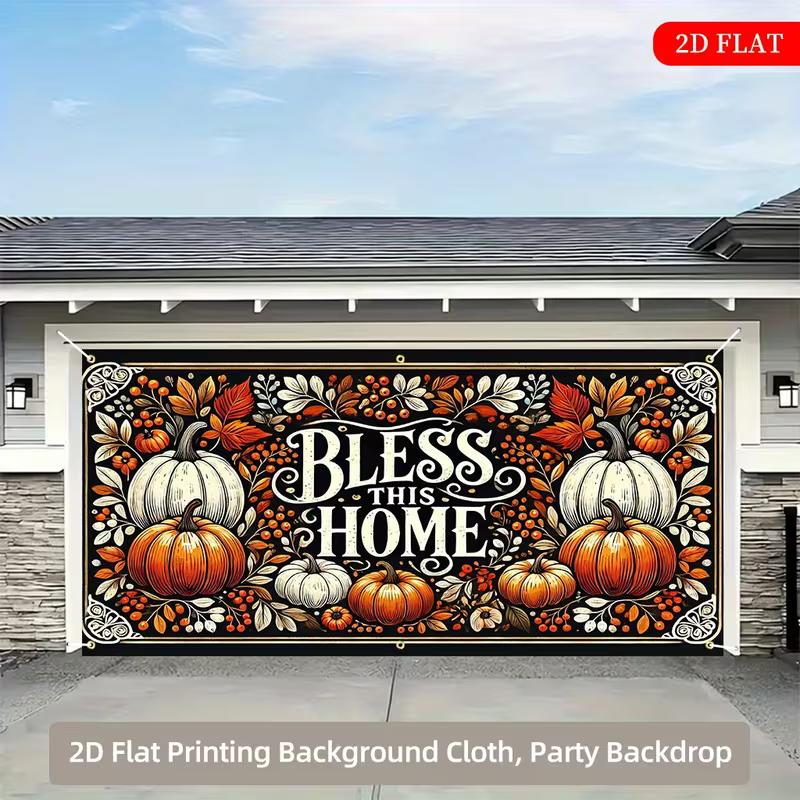 2D Rustic Fall Photography Backdrop with White and Orange Pumpkins