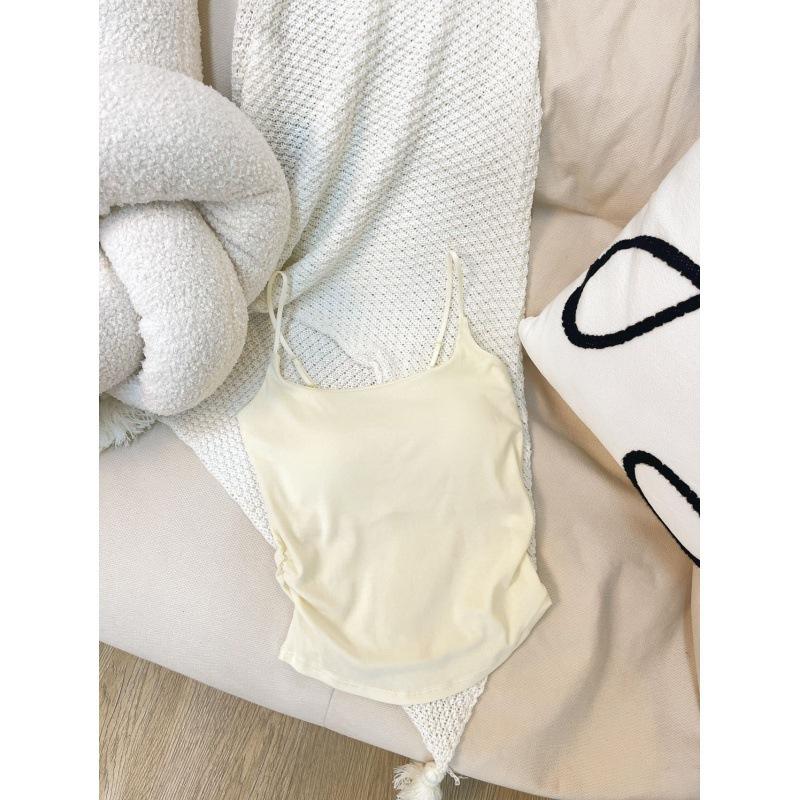 Hot Girls Just Want To Wear A Chest Pad Pleated Halter Tank Top Female Summer Outside Wearing Backless Chest Wrap Tight Inside with A Base Top