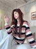 Autumn new lower clothes missing loose Korean chic chic top high-end striped long-sleeved T-shirt women