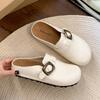 Fashion and lightweight retro brown inner height-increasing flat-soled Birkenstocks women's 2025 new spring and autumn one-pedal bag head slippers