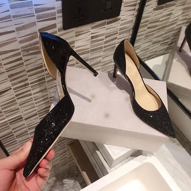 Luxury Designer Glitter Shinny Women Pumps Crystal Bowknot Satin Summer Lady Shoes Leather High Heels Party Prom Shoes