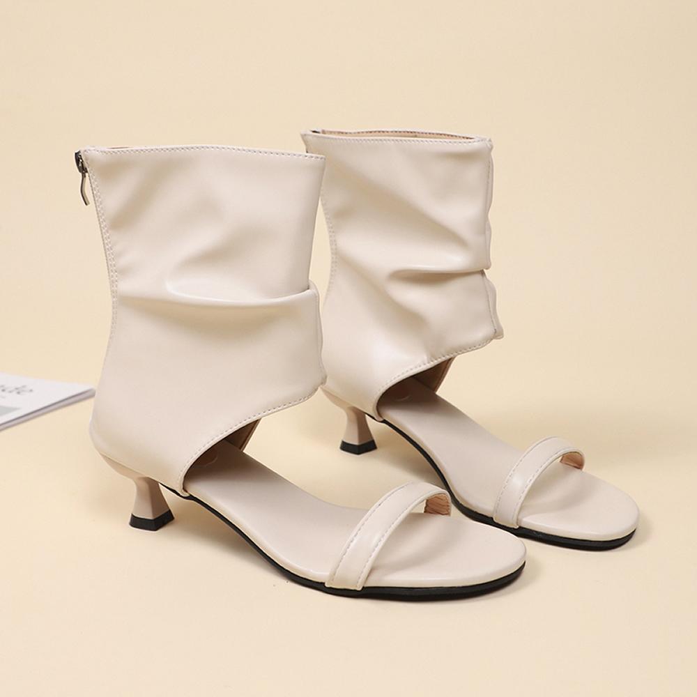 Women's Boots Fish Mouth Shoes Black Plus Size Summer New Sandal Boots Round Head Fine High Heel Sandals Luxury Designer