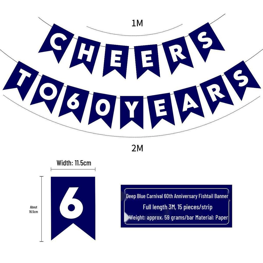Birthday & Holiday Fishtail Bunting Banner for Parties