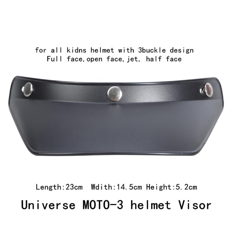 Universal 3 Snap Visor Face Shield Lens For Motorcycle Helmets Open Face