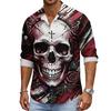 Men's Halloween Long Sleeve Button Down Shirt with Collar Casual for Holiday Parties