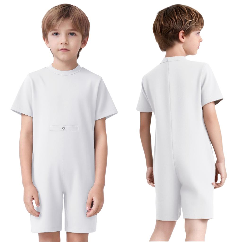 Easy Change Kids Jumpsuit Back Invisible Zipper & Button Hole Adaptive Clothing for Special Needs