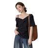 Summer new Korean chic style short-sleeved shirt women's sweet and spicy waist and thin explicit temperament small top A