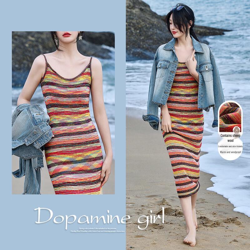 Полосатое вязаное платье-миди Demana Dopamine Daji M