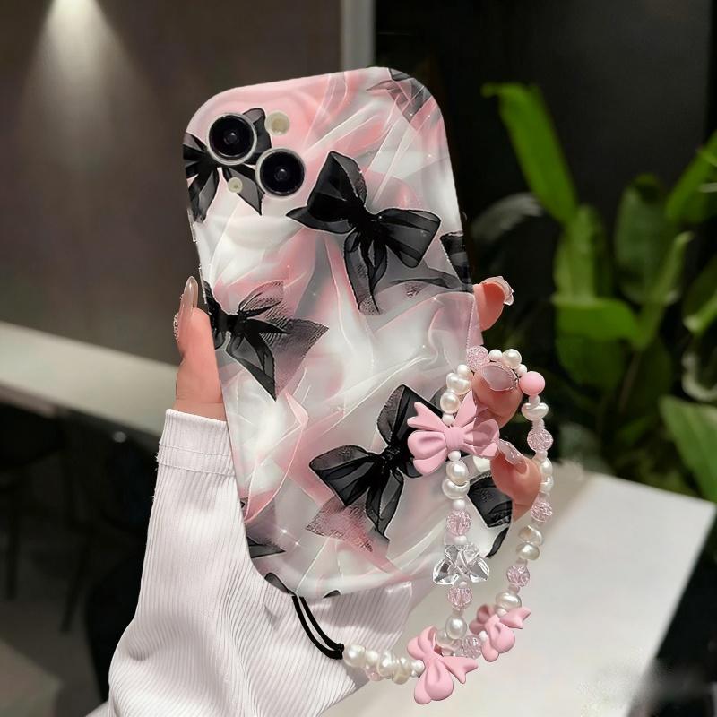Phone Case For IPhone 17 Air 16 15 14 13 Pro Max Plus 11 12 13 Mini X 7 8 IPhone17 Luxury Cartoon Bow Bracelet Chain Cover Funda