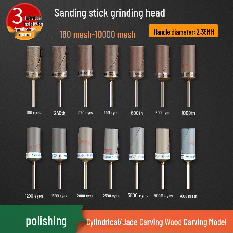

Sandpaper Stick Ring, Grinding Head, and Polishing Wheel for Woodworking and Mirror Finishing - Electric Grinder Accessories 400 Grit (Set of 3) 2.35mm Shank