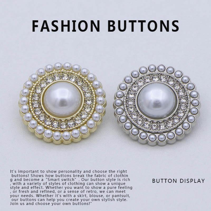 10Pcs Pearl Button High-End Delicate Cashmere Coat Clothing Sweater Cardigan Metal Round Jacket Button