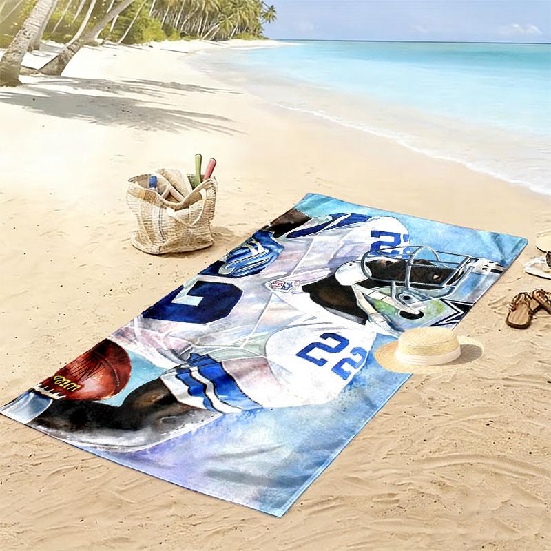 Emmitt Smith Print Beach Towel, Large Soft Quick Dry Towel for Beach Camping Swimming