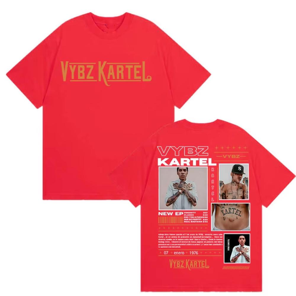 Rapper Vybz Kartel Album 2025 Graphic T Shirts Men Hip Hop Gothic Fashion T-Shirt Women Retro Oversized Cotton Tshirt Streetwear