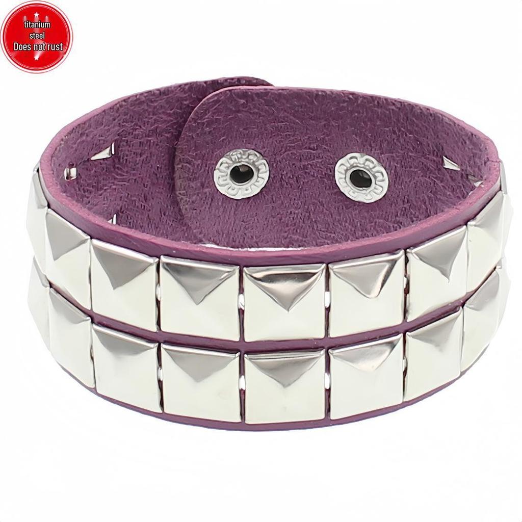 European & American Punk Street Style Rivet Leather Couple Bracelet for Nightclubs