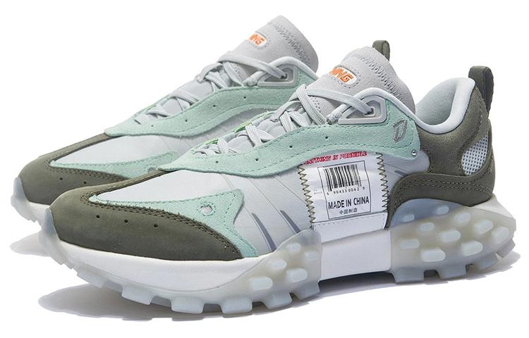 Li Ning Cushioning Slip Resistant Abrasion Resistant Low top Casual Shoes Women's Glacier Gray AZGS034-1