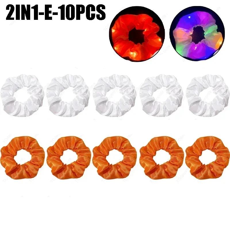 LED Luminous Scrunchies Hairband Ponytail Holder Headwear Elastic Satin Hair Bands Girl Hair Accessories for Party