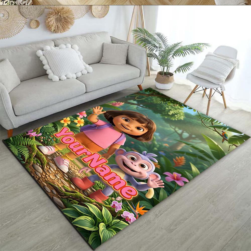 Dora Explorer Customize Your Name Floor Mat Suitable for Study room Outdoor Dining Room Playrooms Anti-slip Rug Office home decor