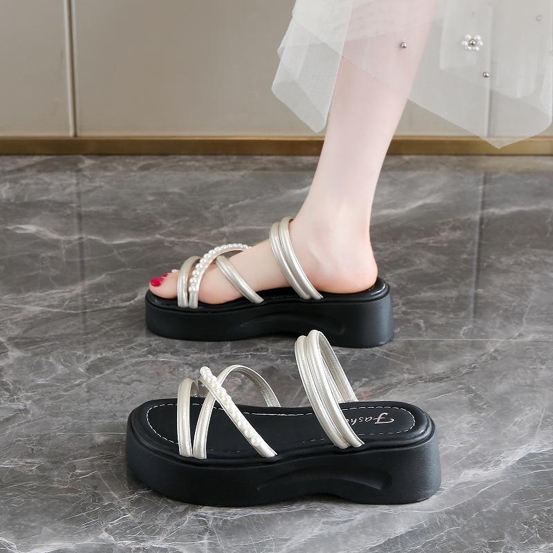 Xiaoxiangfeng office slippers summer outer wear muffin thick bottom cover toe sandals high sense 22 new