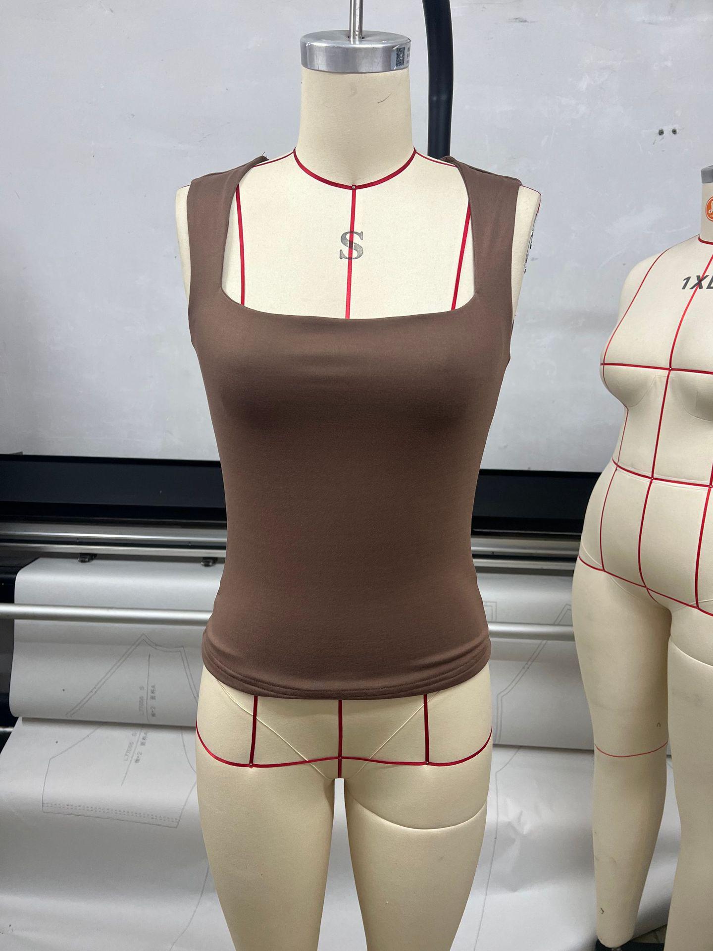 2026 Summer Women s Square Neck Sleeveless Vest T-shirt - Comfortable Casual Top XL