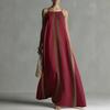 Women Summer Vertical Stripe Spaghetti Strap Maxi Dress, Loose Flowy Linen Sundress, Casual Vacation Beach Resort Long Dress