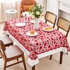 1Pc Valentine's Day Love Lace Table Flag Placemat Set Wedding Red Wine Bottle Festive Tablecloth Home Decoration
