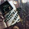 Green Pearl Beads Rosary Necklace with Medal & for Cross Crucifix Pendant Y Shape Necklace Jewelry Gifts for Women Men