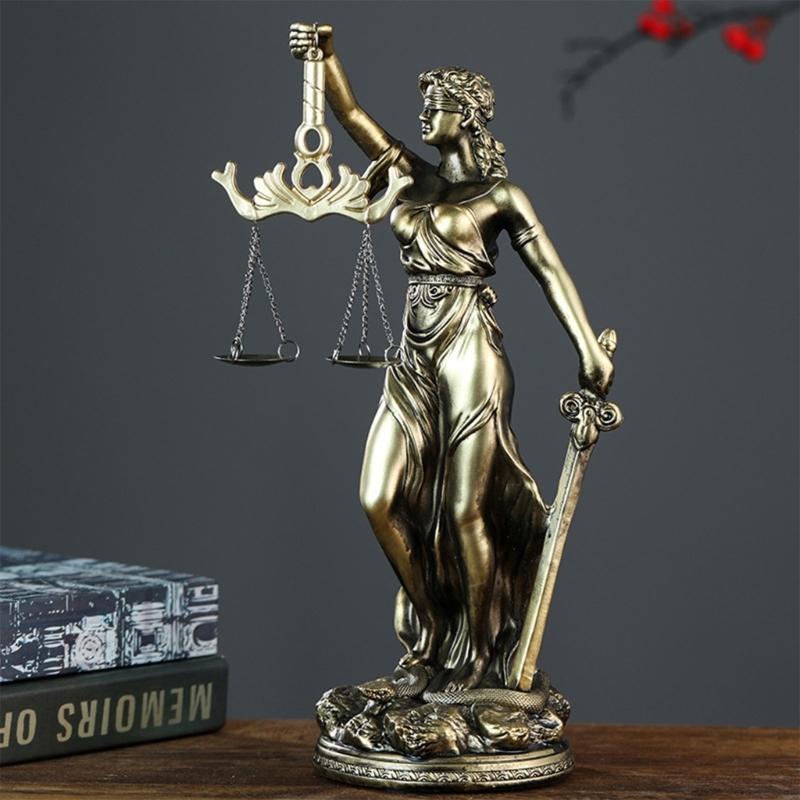 Escultura Diosa de la Justicia Dama de la Ley Vendada Figura de Resina Mujer de la Equidad Estatua con Balanza para Decoración de Abogados Regalo