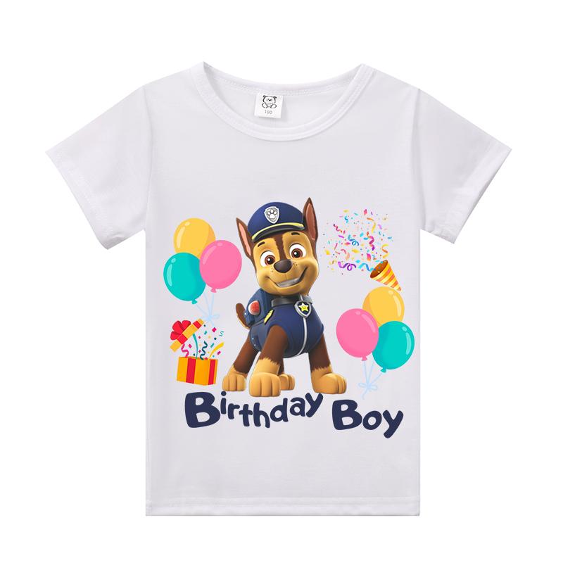 Paw Patrol T-shirt di Compleanno per Adulti Bambini Famiglia Cartone Animato Mamma Papà Magliette a Maniche Corte Estive Vestiti Ragazzi Ragazze