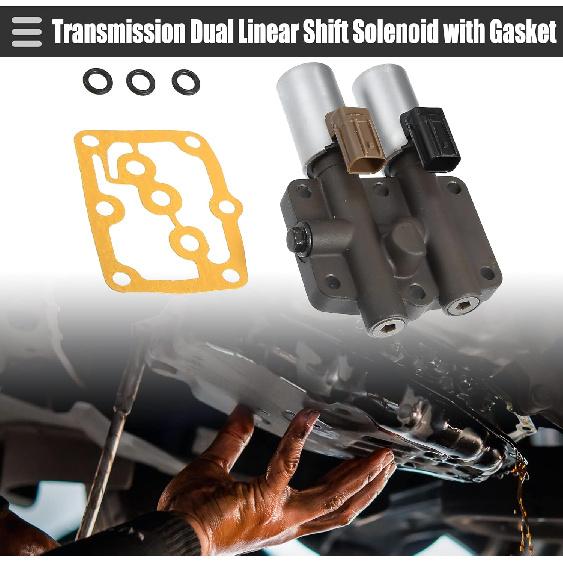 Motoforti Transmission Dual Linear Shift Solenoid, Automatic Transmission Shift Solenoid, for Honda Accord 1998-2007, Iron Plastic, with Gasket,