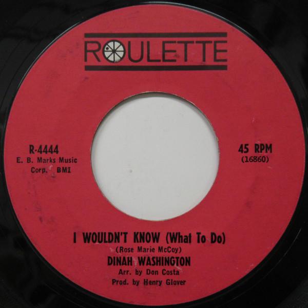 

7-дюймовая пластинка DINAH WASHINGTON I Wouldn t Know For All We Know R4444 Roulette 1962 США Джаз Б/у