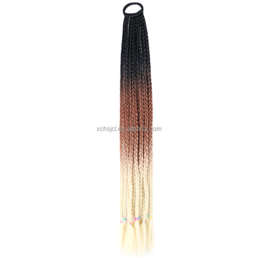 Ponytail With Hair Rubber Bands Long Box Crochet Synthetic Hair Piece Ombre Braiding Hair Extensions Braid