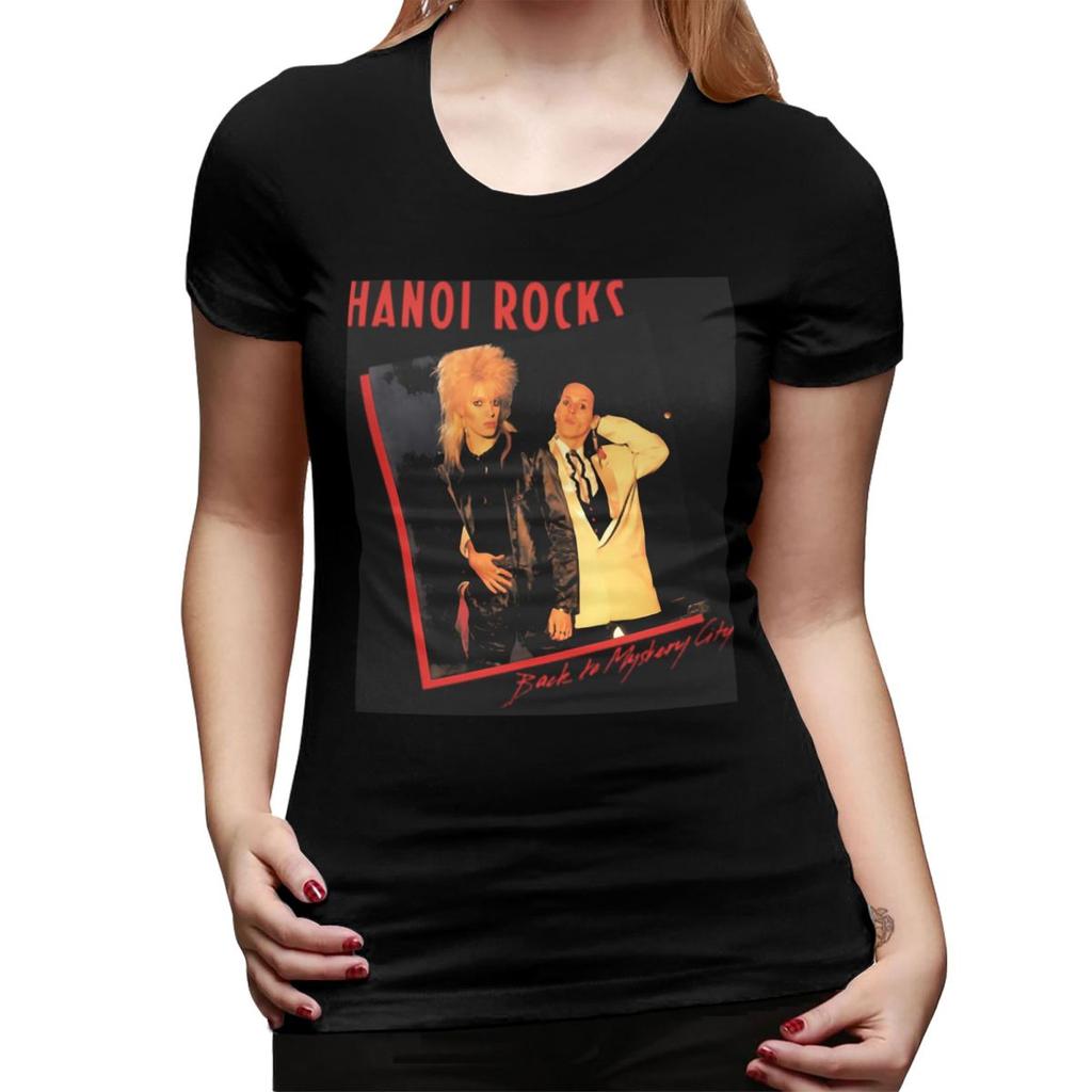 Hanoi Rocks TShirt for Women ONeck Streetwear T Shirts Womens Short Sleeve Summer Clothes Tops