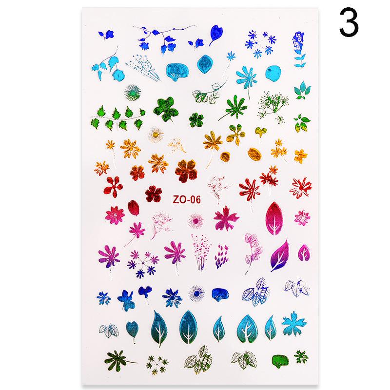 1pc 3D Nail Stickers Spring Summer Natural Flower Leaves Simulation Dried Flower Dragonfly Nail Applique Water Slides Decoration