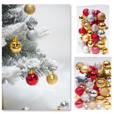 33 STÜCKE 3cm Weihnachtskugeln Kunststoff Rot Gold Silber Weihnachtsbaumschmuck Weihnachtshänger DIY Weihnachtsbaumschmuck
