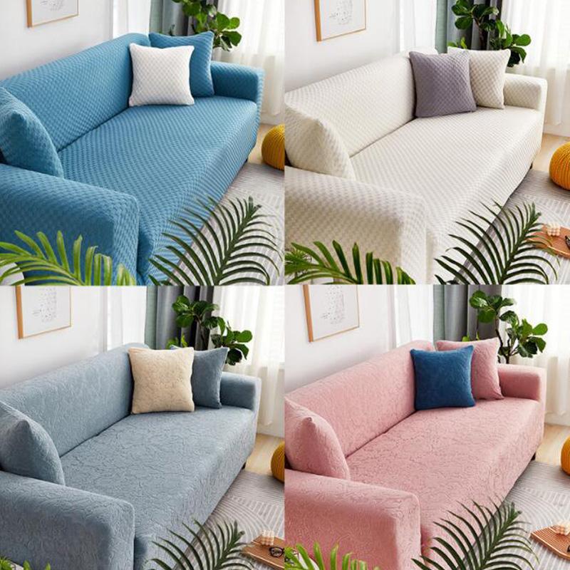 Kalın Kanepe Koruyucu Jakarlı Katı Baskılı Kanepe Kapakları Oturma Odası Kanepe Kapak Köşe Kanepe Slipcover L Şekli