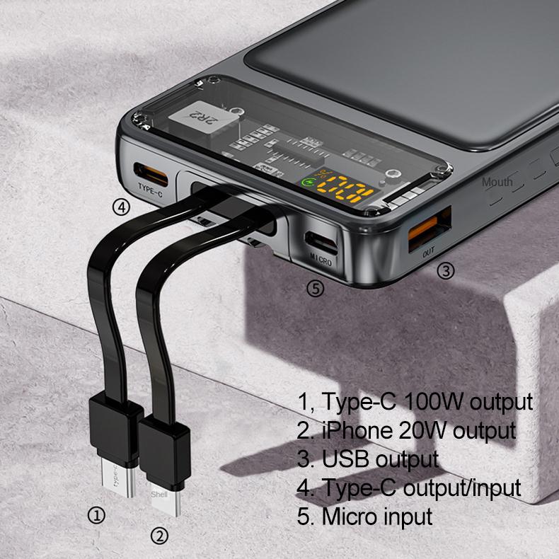100W Schnellladegerät Powerbank QGeeM 20000mAh (Schnellladen)